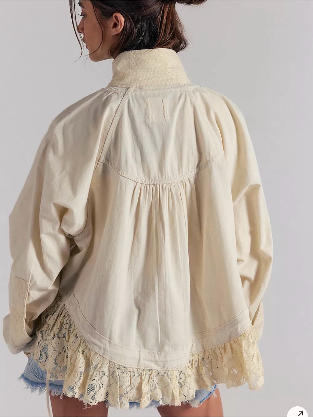 Free People Olive Sage Lace-Trim Utility Jacket - Picture 11 of 11